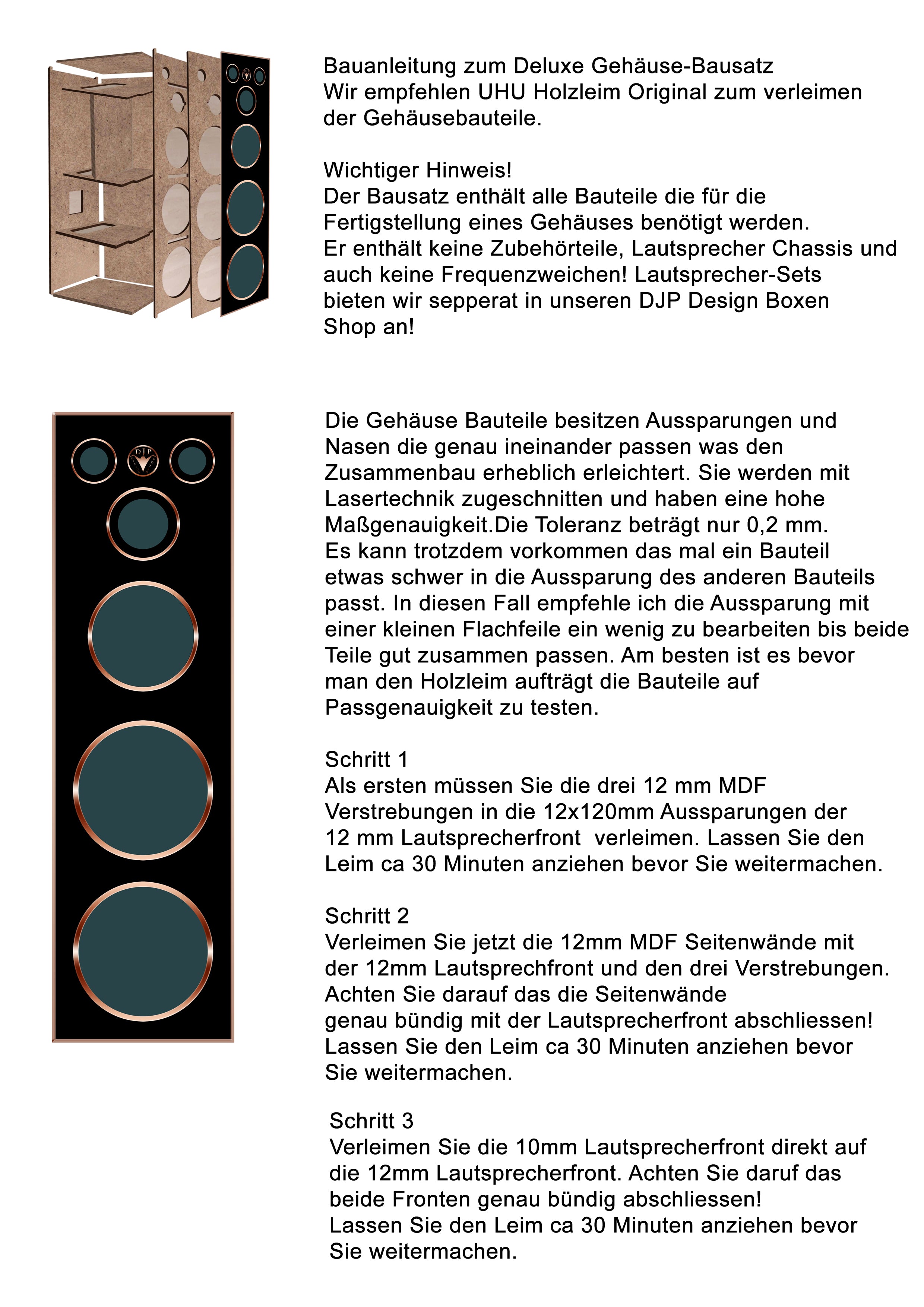 DIY Lautsprecher Gehäuse Bausatz Deluxe für ein HiFi Standlautsprecher 2-3 Wochen Lieferzeit