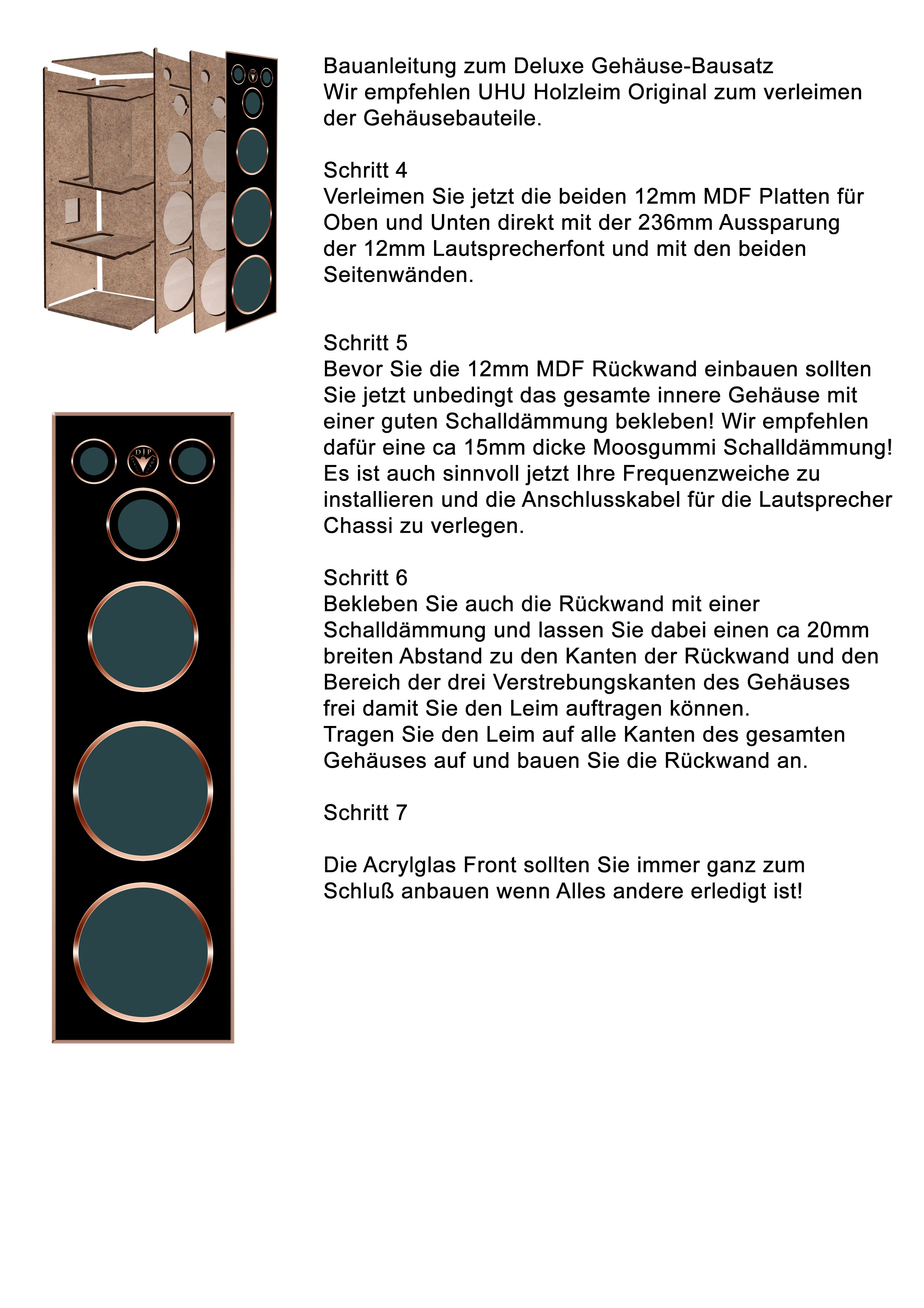 DIY Lautsprecher Gehäuse Bausatz Deluxe für ein HiFi Standlautsprecher 2-3 Wochen Lieferzeit