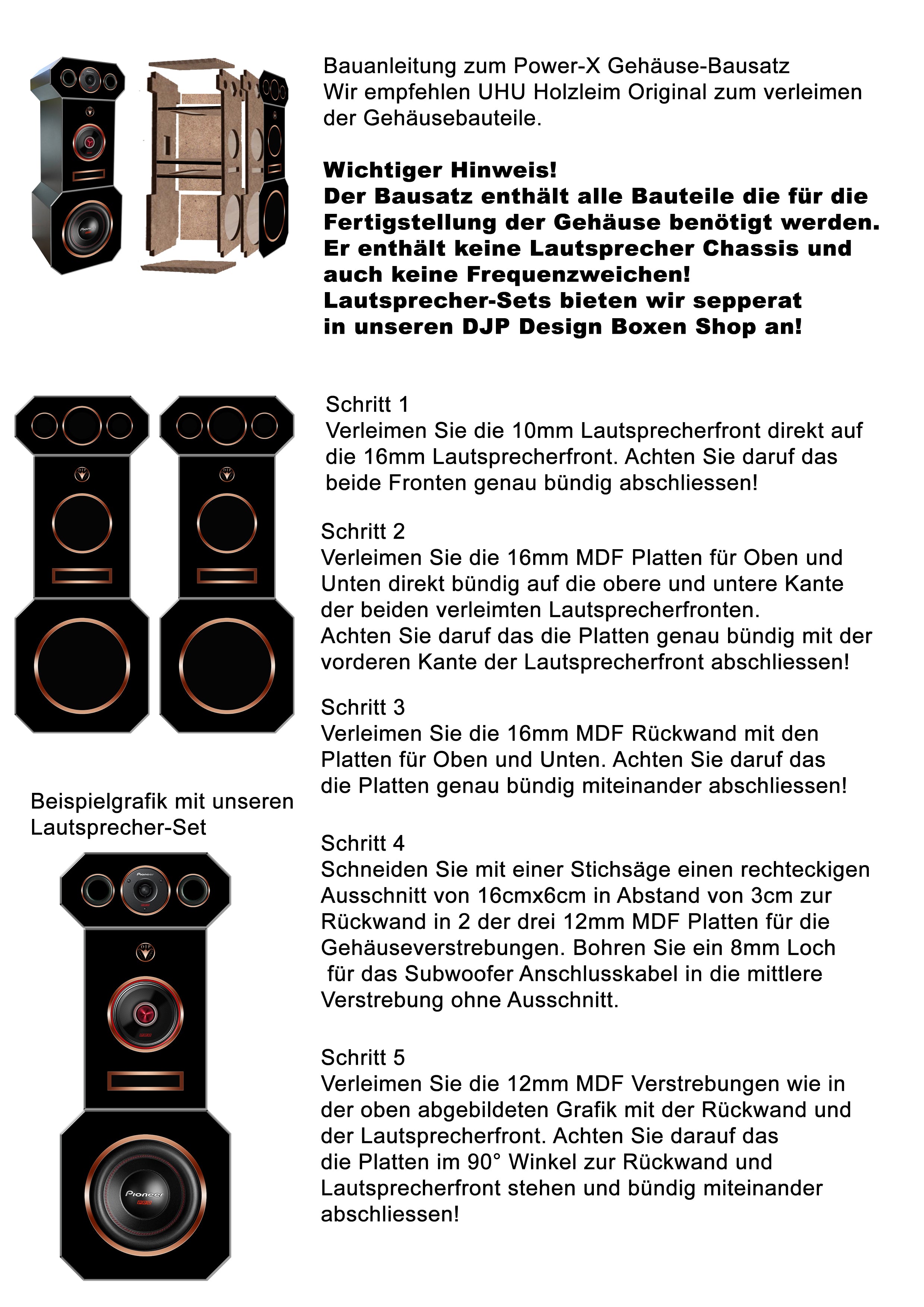 DIY Audio High End Lautsprecher Gehäuse Bausatz für 1 Paar Design HiFi Lautsprecher