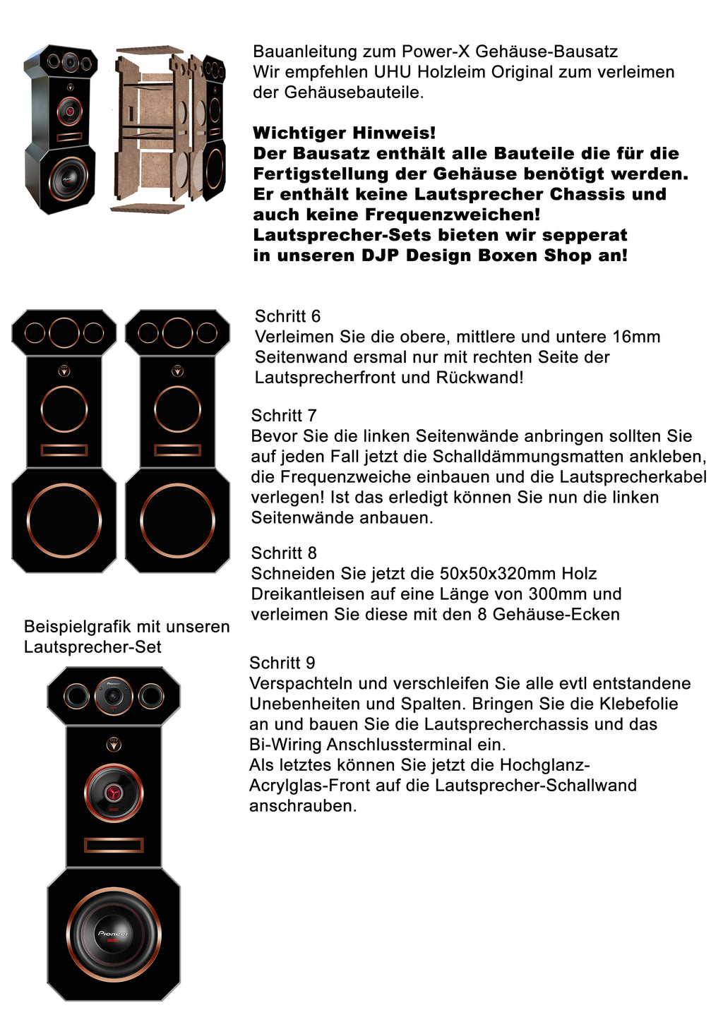 DIY Audio High End Lautsprecher Gehäuse Bausatz für 1 Paar Design HiFi Lautsprecher