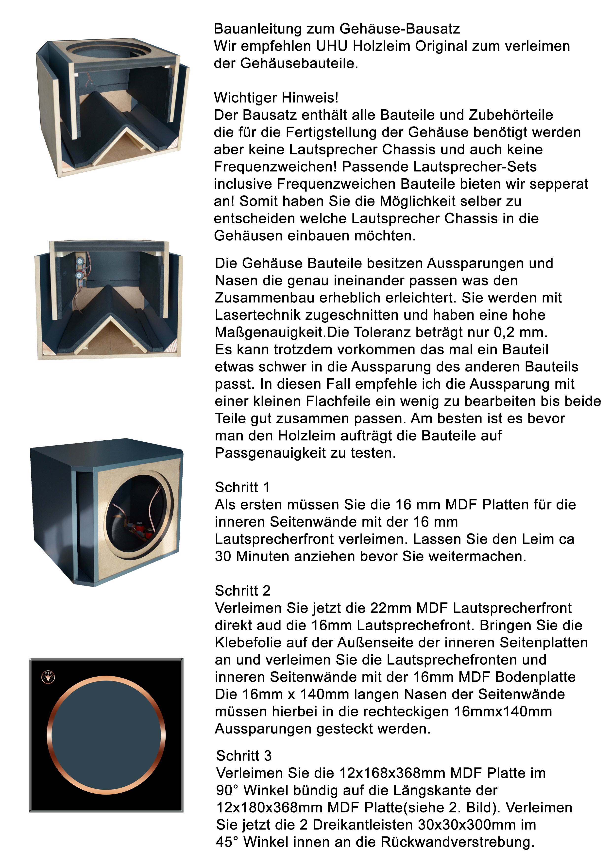 DIY Subwoofer Gehäuse Bausatz für ein 12 Zoll Subwoofer Chassi DJP Design Boxen! 2-3 Wochen Lieferzeit