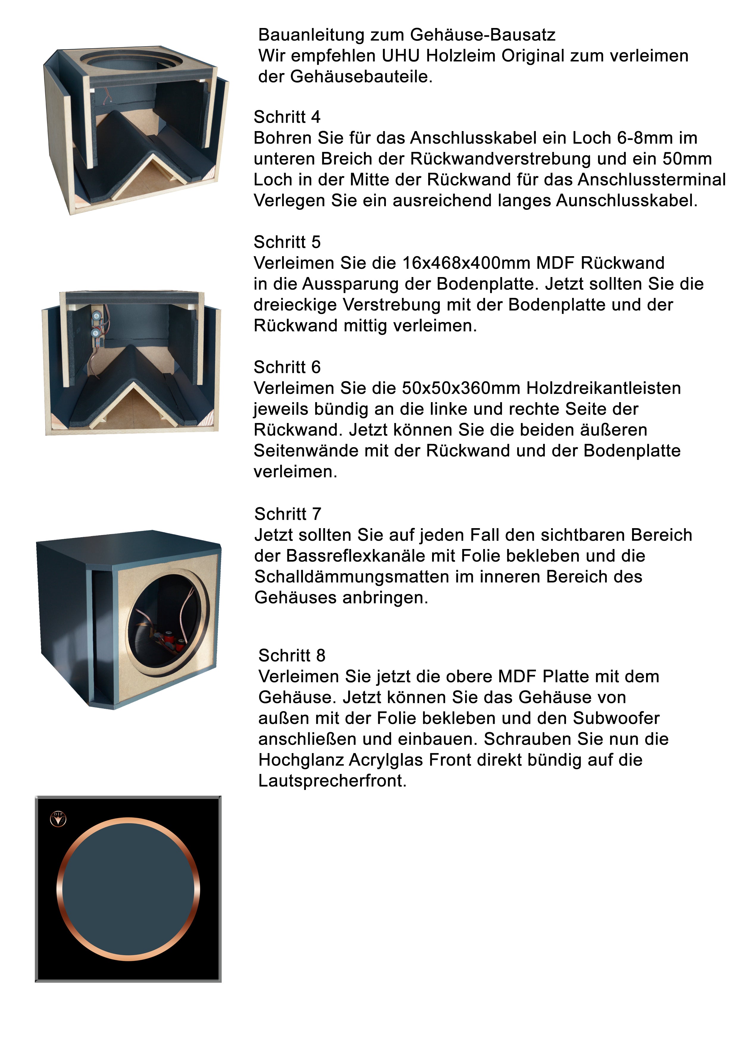 DIY Subwoofer Gehäuse Bausatz für ein 12 Zoll Subwoofer Chassi DJP Design Boxen! 2-3 Wochen Lieferzeit
