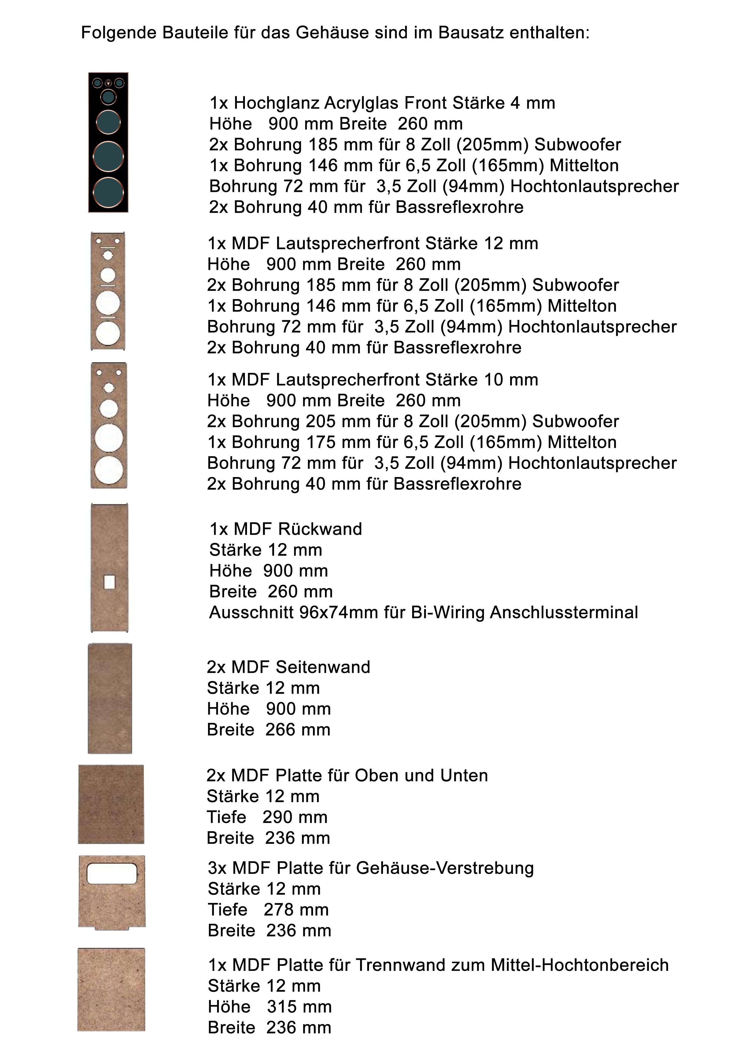 DIY Lautsprecher Gehäuse Bausatz Deluxe für ein HiFi Standlautsprecher 2-3 Wochen Lieferzeit