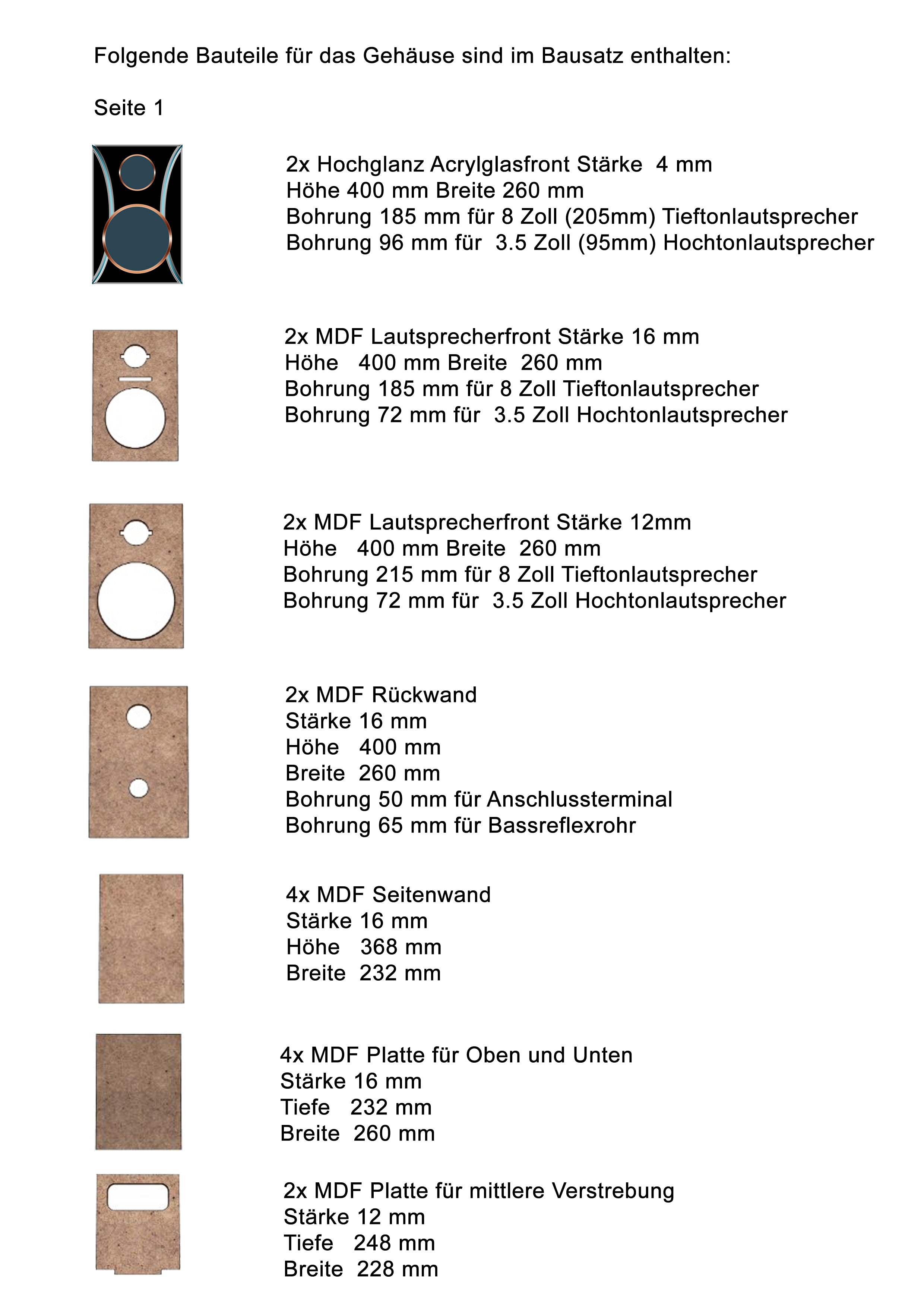 DIY Lautsprecher Leergehäuse Bausatz Power Kube für ein Paar HiFi 2-Wege Regallautsprecher