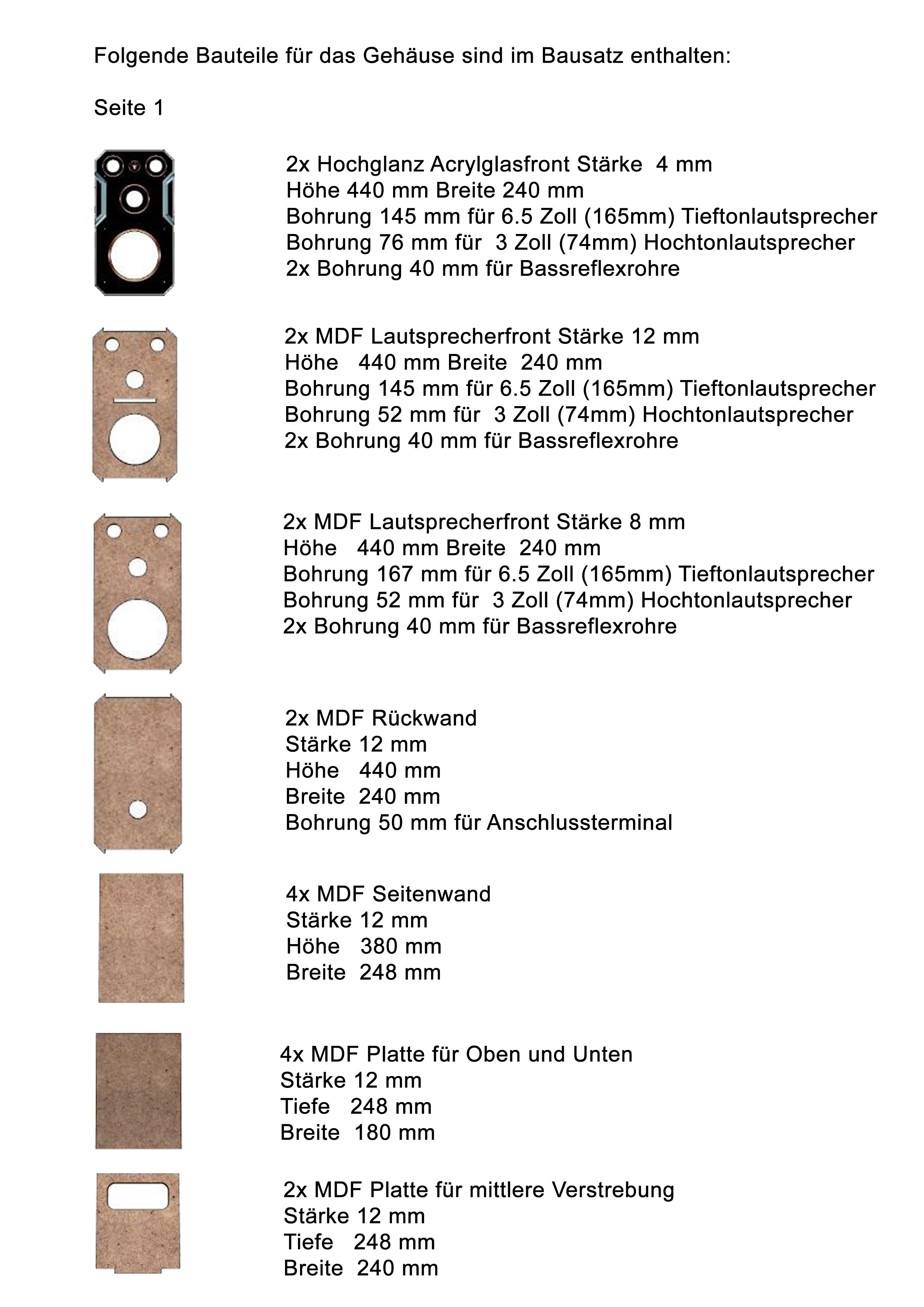 DIY Lautsprecher Gehäuse Bausatz für 1 Paar Regallautsprecher. Lieferzeit 2-3 Wochen!
