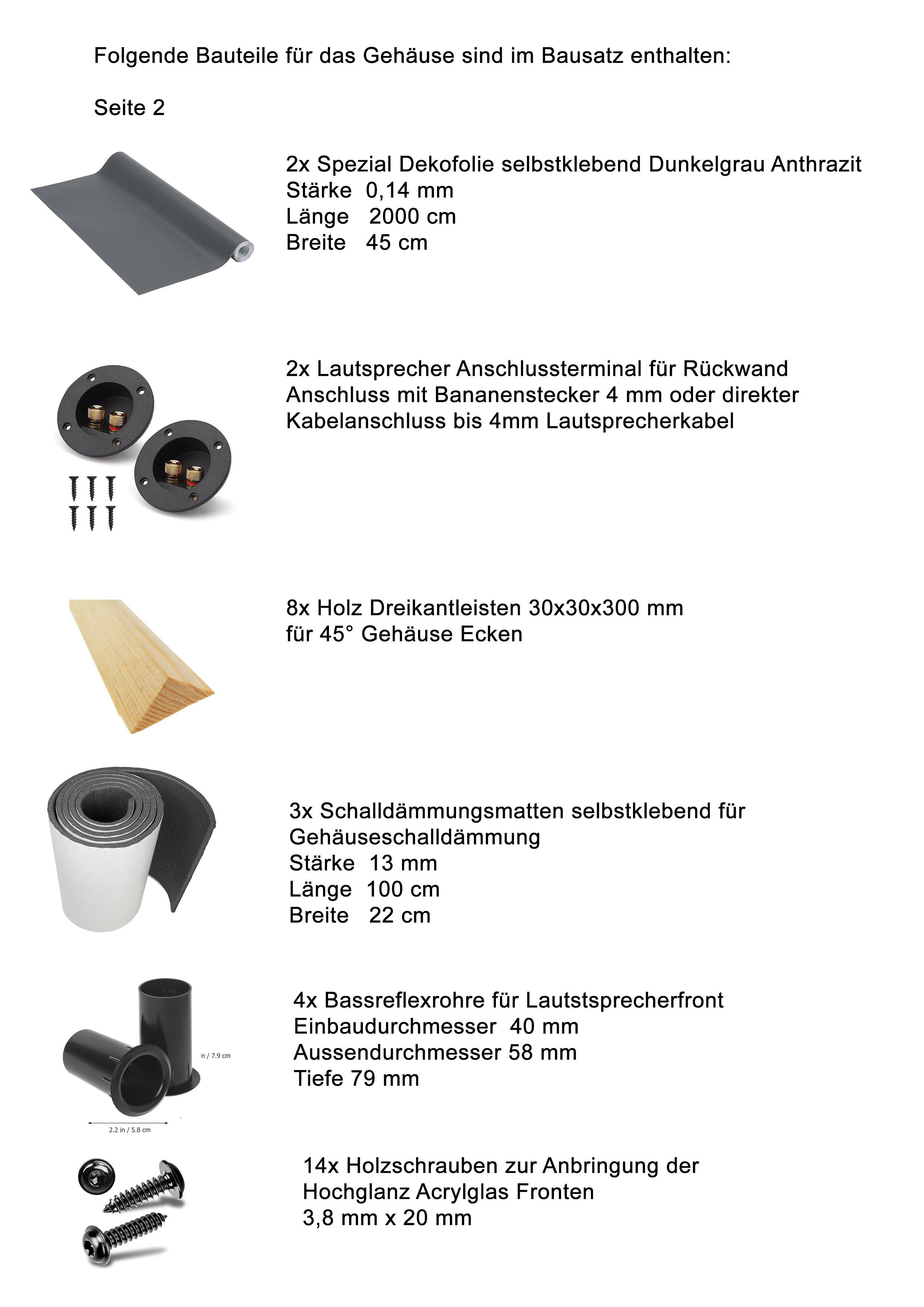 DIY Lautsprecher Gehäuse Bausatz für 1 Paar Regallautsprecher. Lieferzeit 2-3 Wochen!