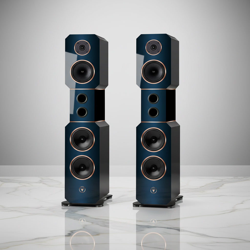 Hochwertige High End Hi-Fi Design Standlautsprecher 210 Watt RMS 8 Ohm/Box Obsession Blue Edition