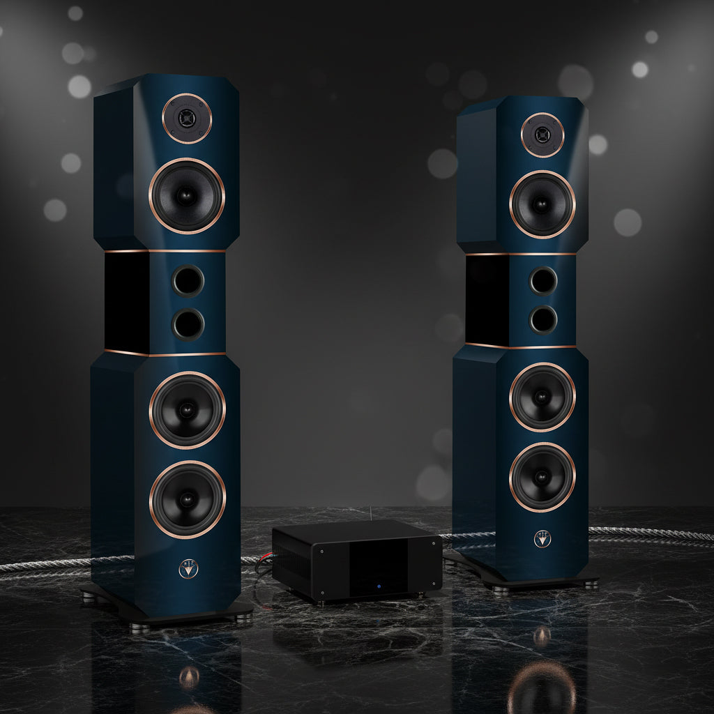 Hochwertige High End Hi-Fi Design Standlautsprecher 210 Watt RMS 8 Ohm/Box Obsession Blue Edition