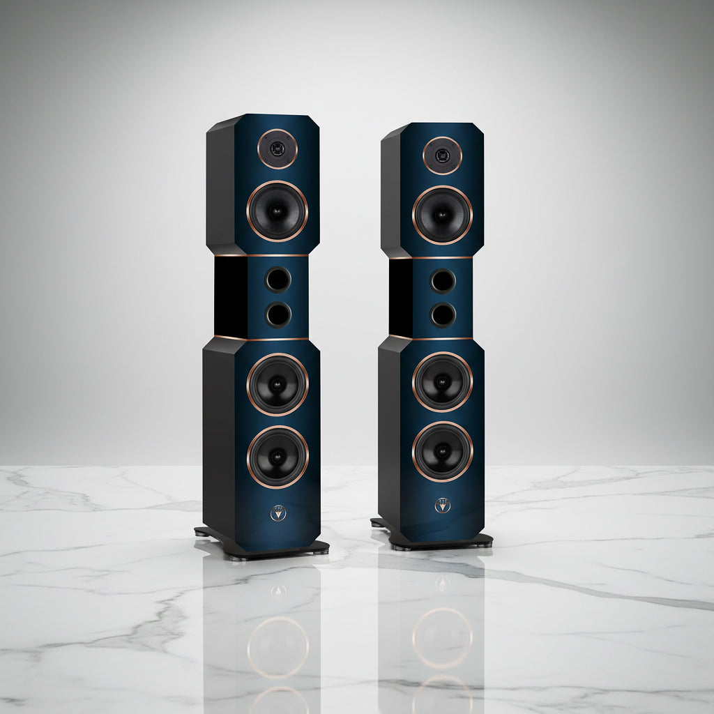 Hochwertige High End Hi-Fi Design Standlautsprecher 210 Watt RMS 8 Ohm/Box Obsession Blue Edition