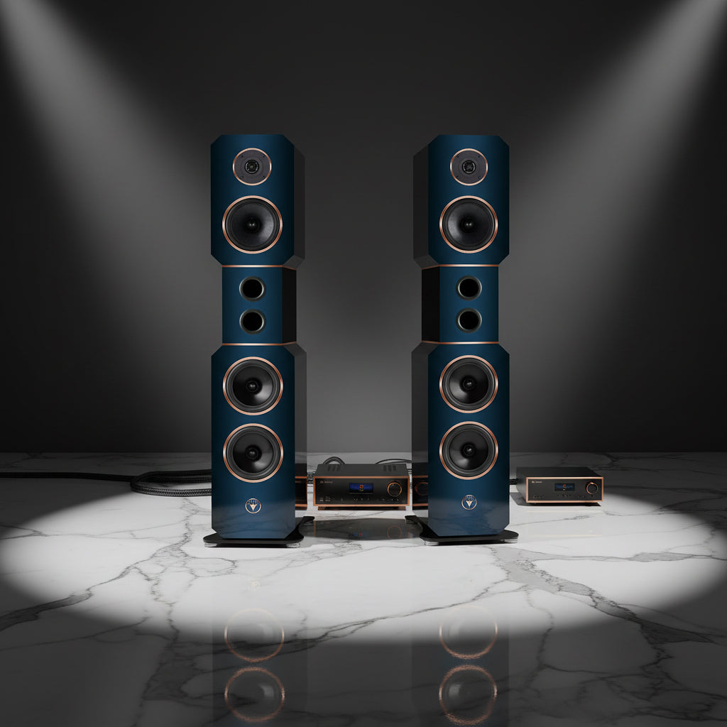 Hochwertige High End Hi-Fi Design Standlautsprecher 210 Watt RMS 8 Ohm/Box Obsession Blue Edition