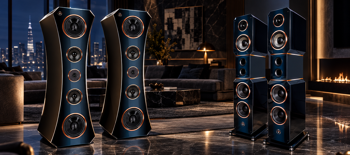 DJP Design Boxen Standlautsprecher im Wohnzimmer