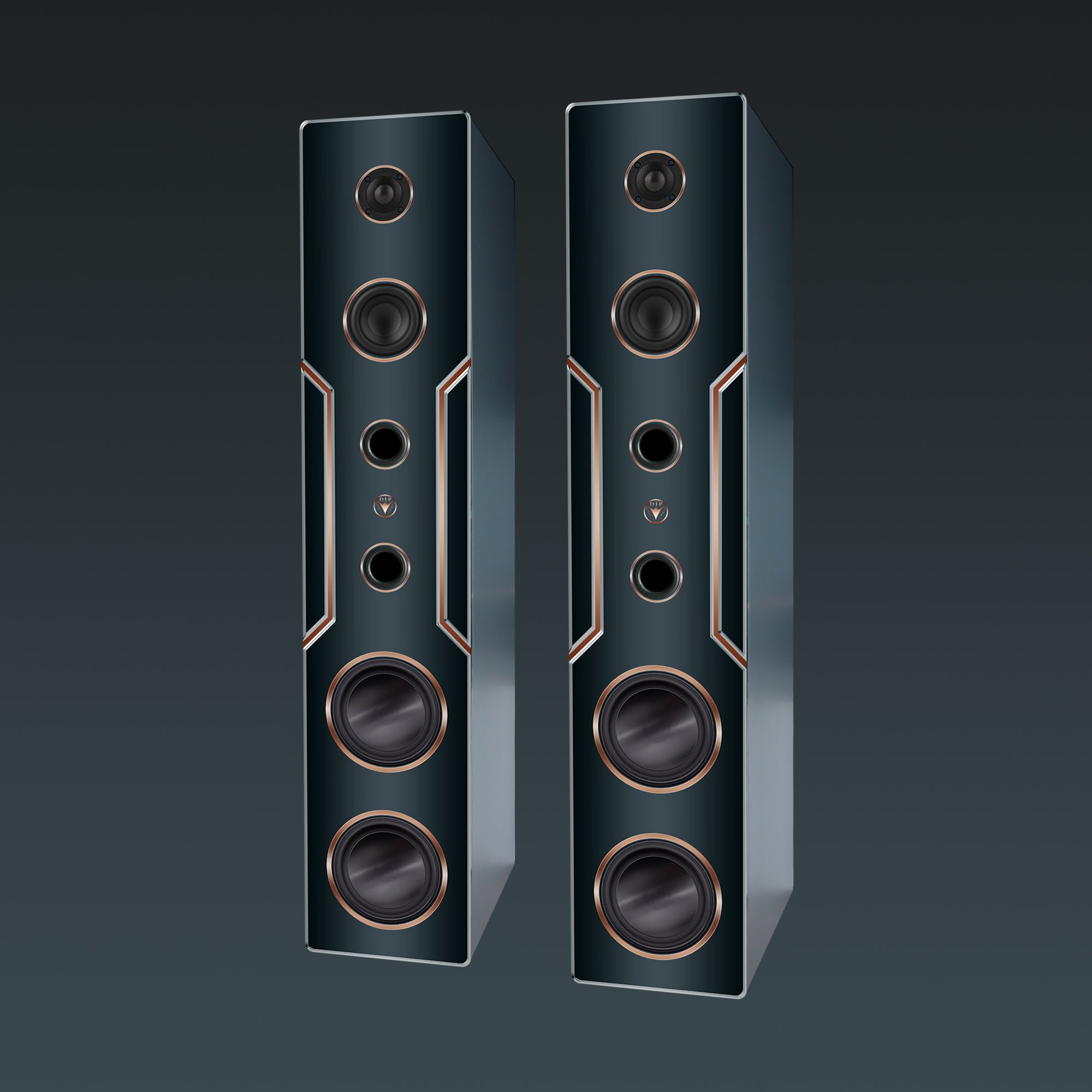 High-Quality Hi-Fi Design Floorstanding Loudspeakers 120 Watts RMS 8 Ohm/Speaker