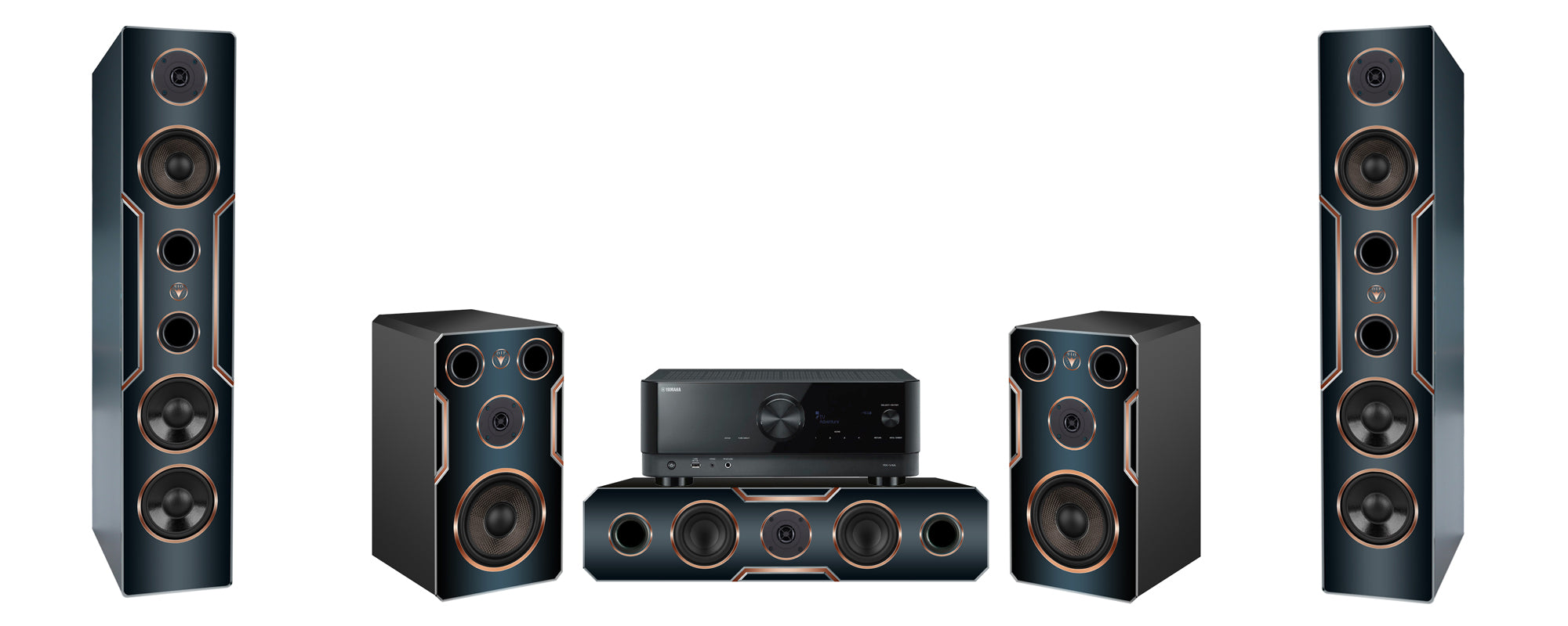 DJP Design Boxen 5.2 Surround Soundsystem Deluxe Edition inklusive Yamaha RX-V4A AV-Receiver