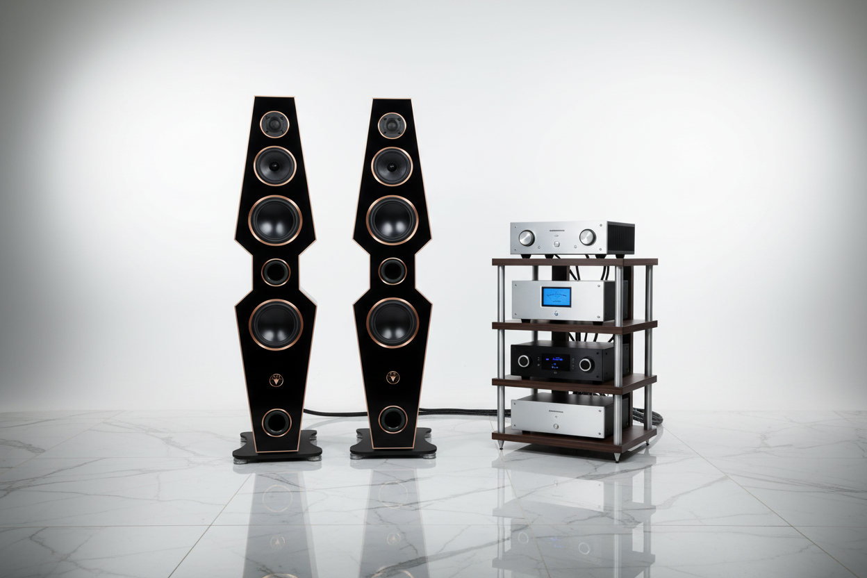 High-Quality Design Hi-Fi Floorstanding Loudspeakers 150 Watts RMS 8 Ohm/Speaker Diamond Edition