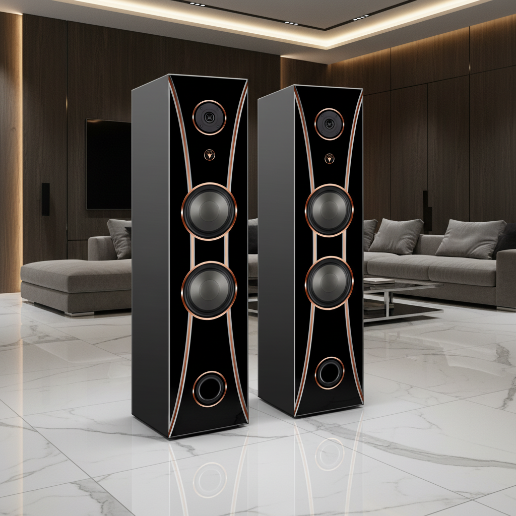 Hi-Fi 2-Wege Standlautsprecher schlankes Design 100 Watt RMS 8 Ohm/Box