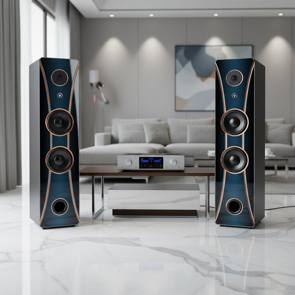 Hi-Fi 2-Wege Standlautsprecher schlankes Design 100 Watt RMS 8 Ohm/Box