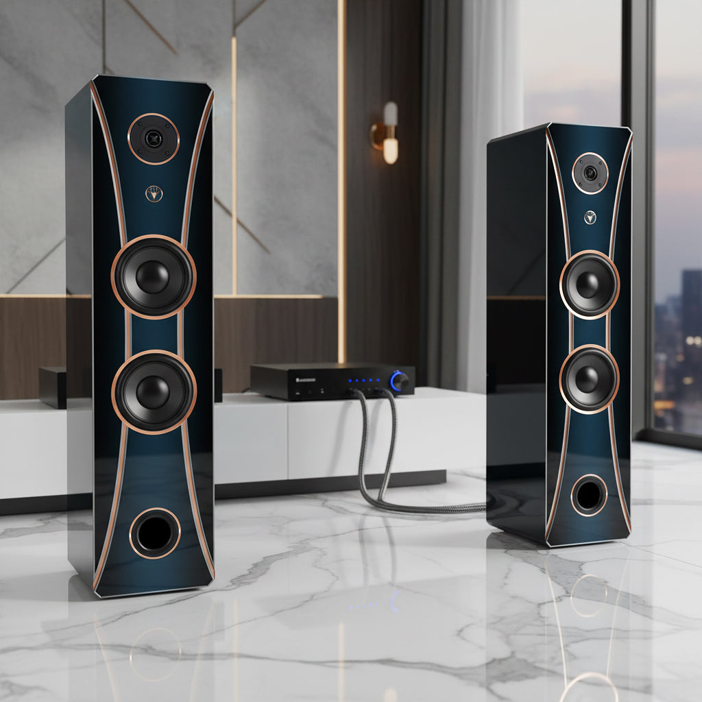 Hi-Fi 2-Wege Standlautsprecher schlankes Design 100 Watt RMS 8 Ohm/Box