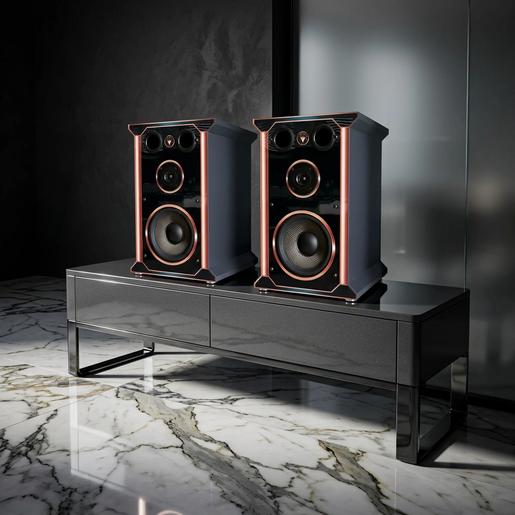 Altavoces de estantería Hi-Fi de 2 vías de alta calidad, 100 vatios RMS, 200 vatios máximo a 8 ohmios por caja.