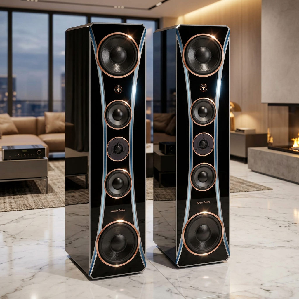 High-End-Standlautsprecher-Eclipse-Edition DJP Design Boxen im Wohnzimmer