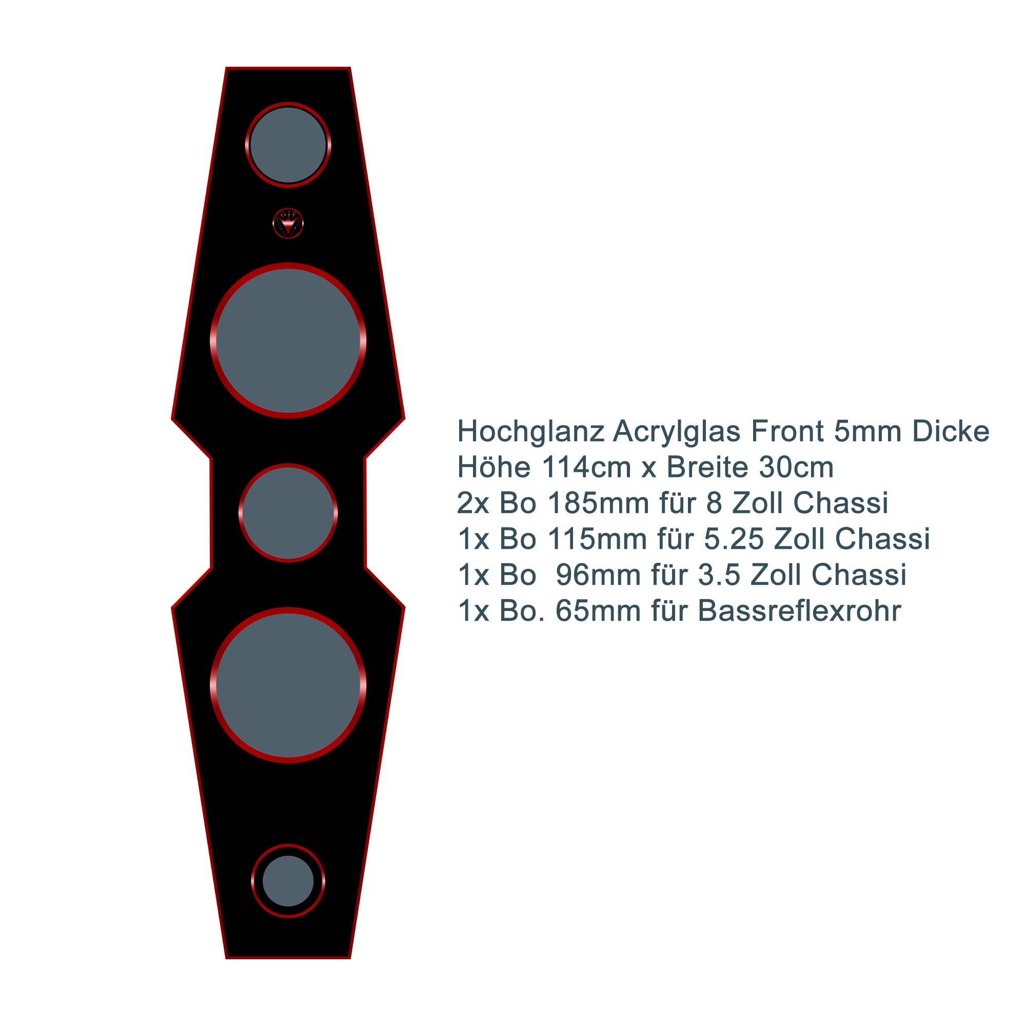 DIY Hochglanz Acrylglas Lautsprecherfront für Rubin Lautsprecher Schallwand Lieferzeit 2-3 Wochen