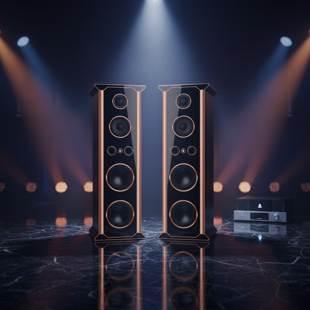 High-end Hi-Fi design floorstanding speakers 180 Watt RMS 8 Ohm/speaker