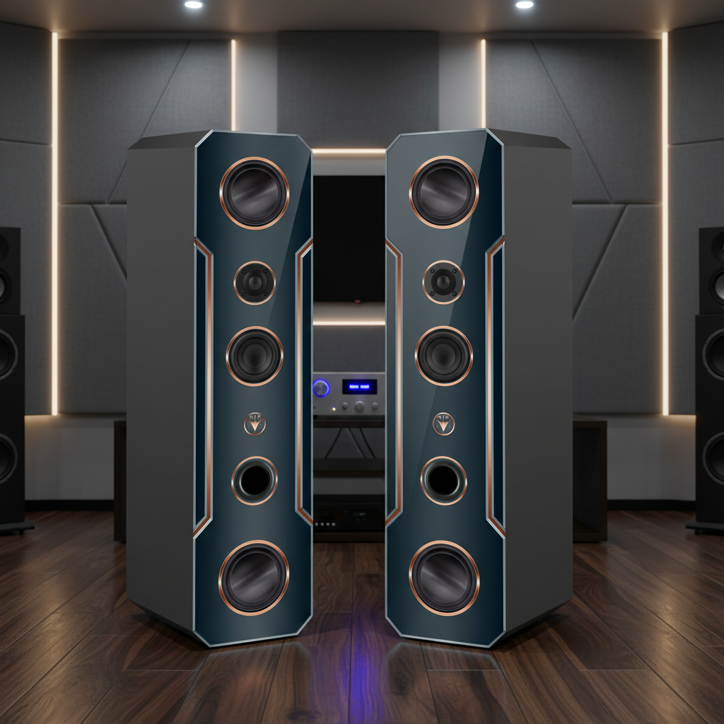 Hi-Fi 3-Way Floorstanding Speaker Slim Design 100 Watt RMS 8 Ohm/Speaker