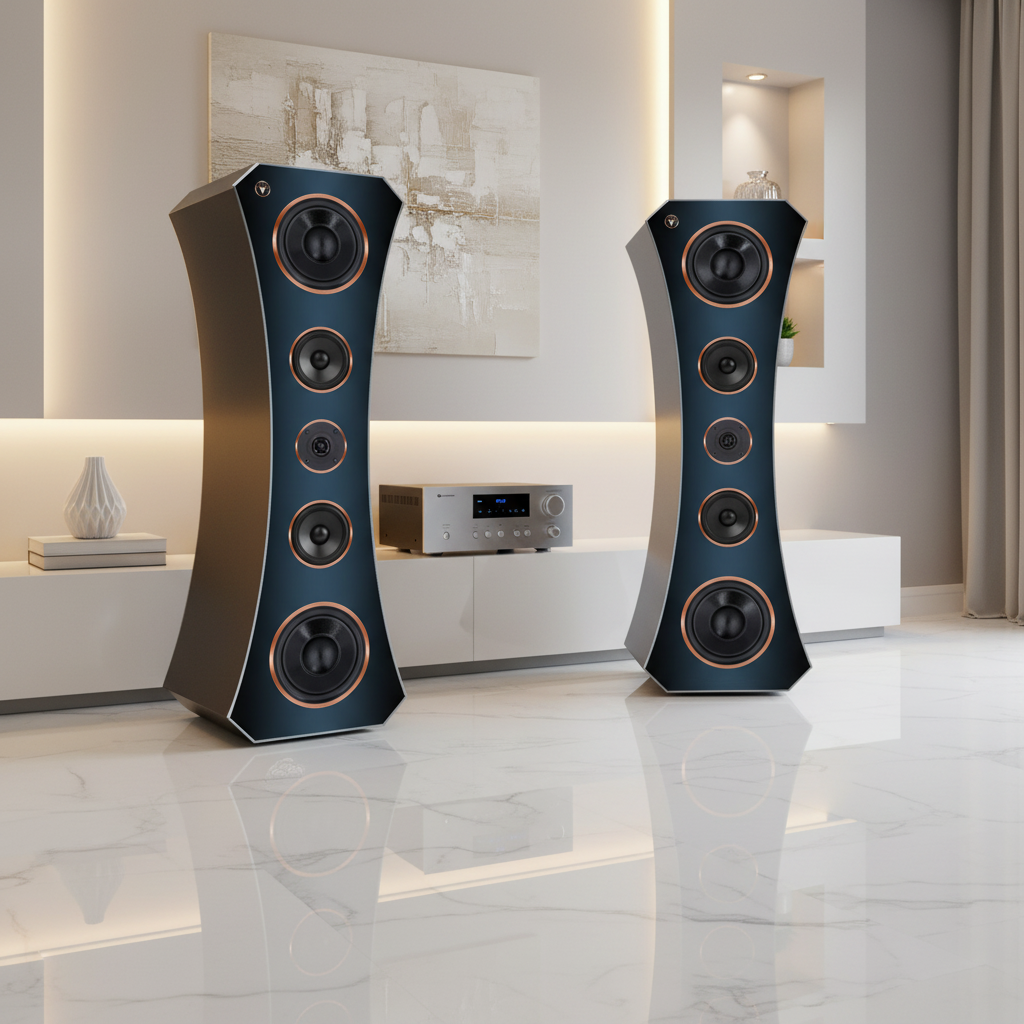 High End Hi-Fi Standlautsprecher 200 Watt RMS 8 Ohm/Box DJP Design Boxen Deluxe Oval Edition