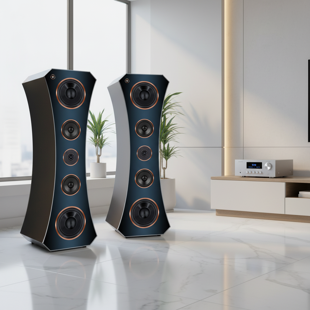 High End Hi-Fi Standlautsprecher 200 Watt RMS 8 Ohm/Box DJP Design Boxen Deluxe Oval Edition