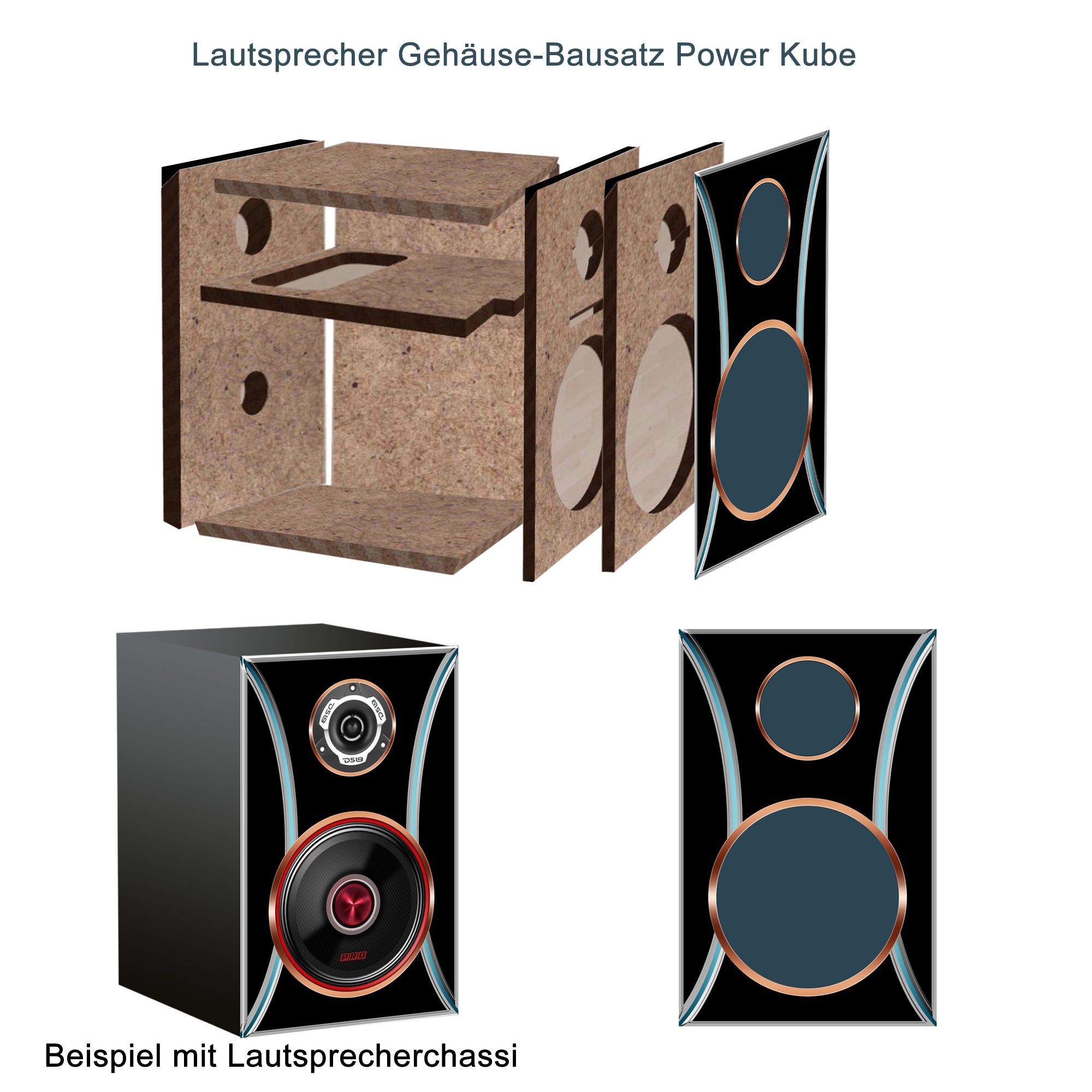 DIY Lautsprecher Leergehäuse Bausatz Power Kube für ein Paar HiFi 2-Wege Regallautsprecher
